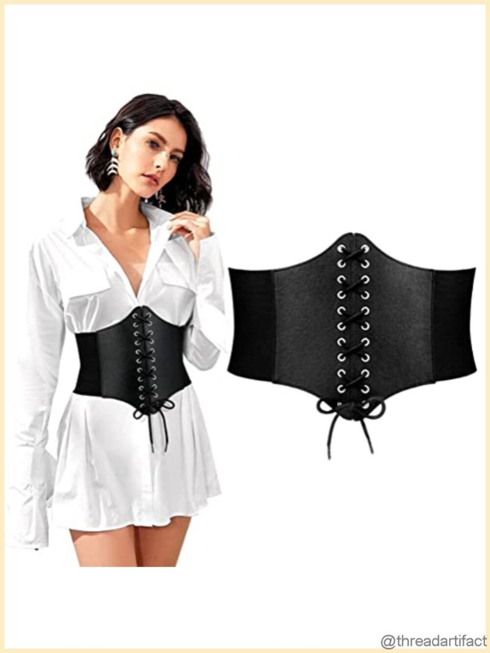 Women's PU Lace-Up Corset Belt Adjustable Waist Cincher